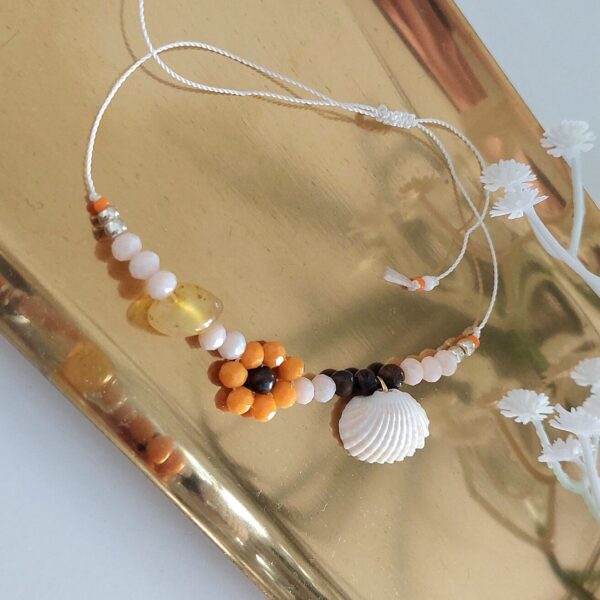 grafika bransoletki , kamienie naturalne, koraliki szklane, toho, kwiat, muszla, handmade