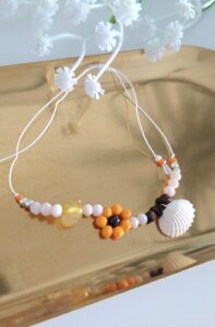 grafika bransoletki , kamienie naturalne, koraliki szklane, toho, kwiat, muszla, handmade